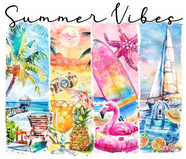 Brush Strokes of Beach Summer Vibes DTF (direct-to-film) Transfer