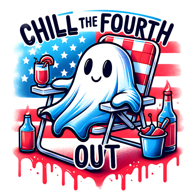 CHILL THE FOURTH OUT GHOST WATERCOLOR DTF (direct-to-film) Transfer