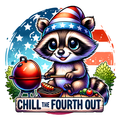 CHILL THE FOUTH OUT RACCOON WATERCOLOR DTF (direct-to-film) Transfer