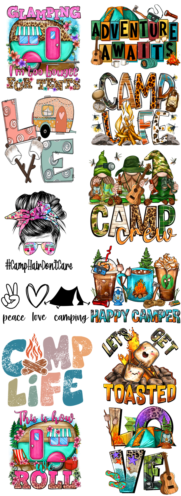 Camping Adventures 1 60x22" DTF Ready to Ship Gang Sheet