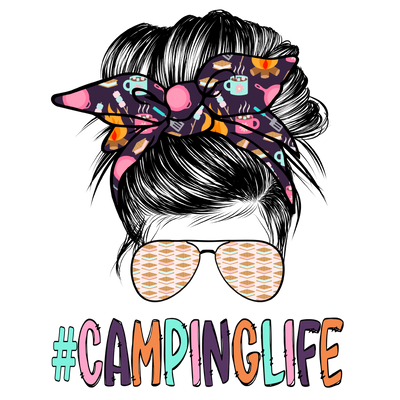 Camping Life Messy Bun Smores DTF (direct-to-film) Transfer