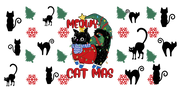 Cat Black Meowy Cat Mas Christmas-animal Christmas-Cartoon Christmas-Christmas Tree-Snowman Christmas 16oz UV DTF Libby Cup Wrap