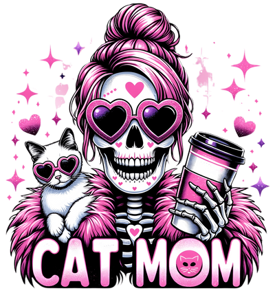 Cat Mom in Pink Shades DTF (direct-to-film) Transfer