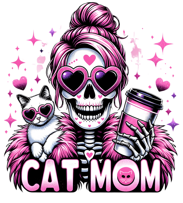 Cat Mom in Pink Shades DTF (direct-to-film) Transfer