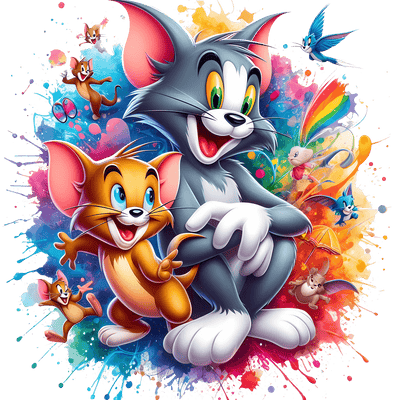 Cats & Mice Friends Color Drip DTF (direct-to-film) Transfer