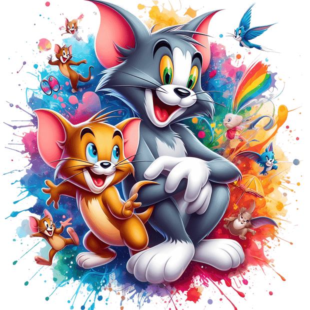 Cats & Mice Friends Color Drip DTF (direct-to-film) Transfer