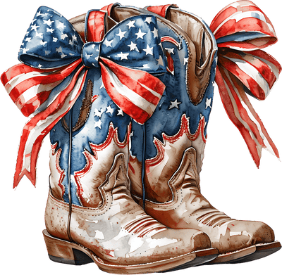 Celebrate 4th of July Flagged Boots DTF (direct-to-film) Transfer