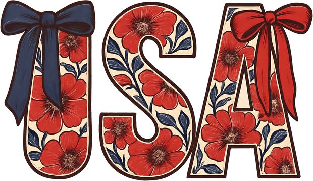 Celebrate 4th of July Floral USA DTF (direct-to-film) Transfer