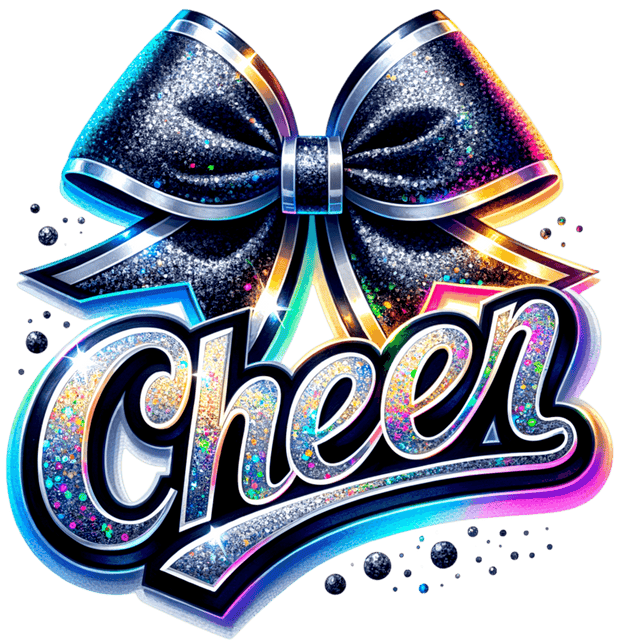 Cheer Faux Glitter With Bow DTF (direct-to-film) Transfer