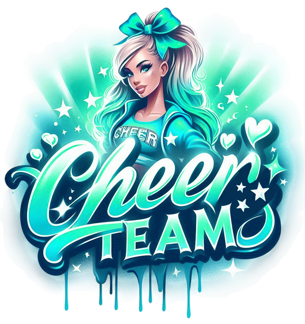 Cheer Team Airbrushed 12 Mint DTF (direct-to-film) Transfer