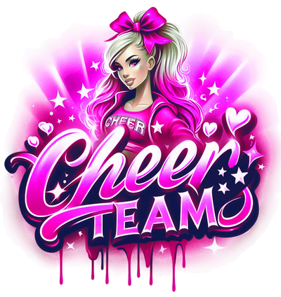 Cheer Team Airbrushed 12 Pink DTF (direct-to-film) Transfer