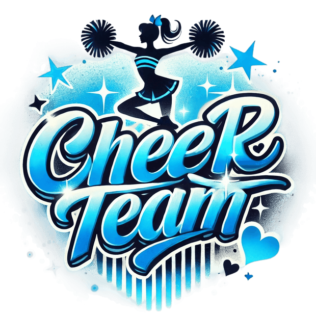 Cheer Team Airbrushed 14 Light Blue DTF (direct-to-film) Transfer