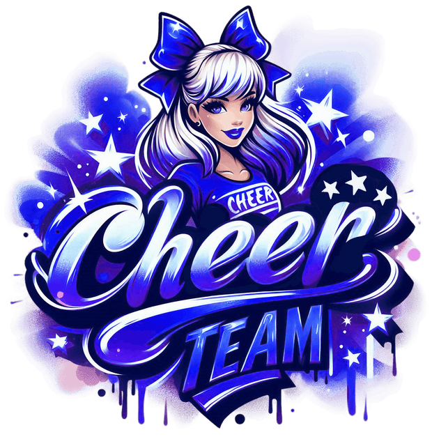 Cheer Team Airbrushed 1 Blue DTF (direct-to-film) Transfer