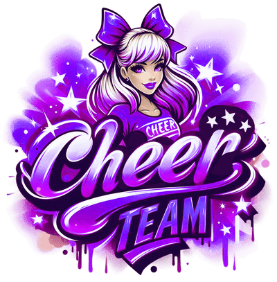Cheer Team Airbrushed 1 Purple DTF (direct-to-film) Transfer