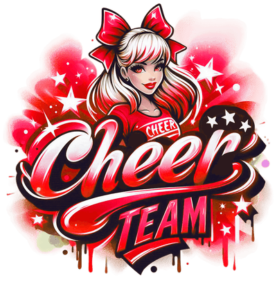 Cheer Team Airbrushed 1 Red DTF (direct-to-film) Transfer