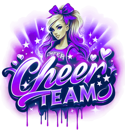 Cheer Team Airbrushed 2 Purple DTF (direct-to-film) Transfer