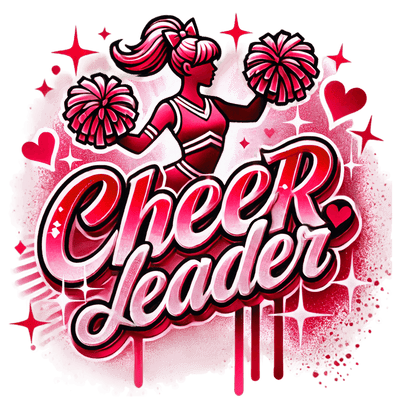 Cheerleader Airbrushed 10 Red DTF (direct-to-film) Transfer