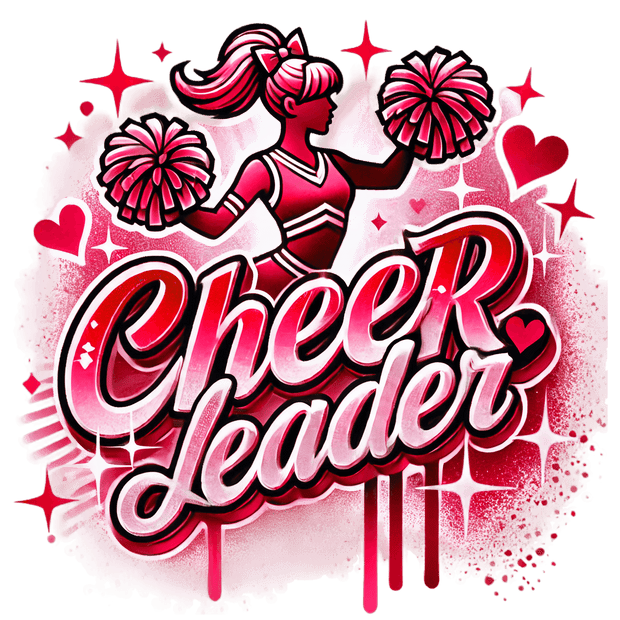 Cheerleader Airbrushed 10 Red DTF (direct-to-film) Transfer