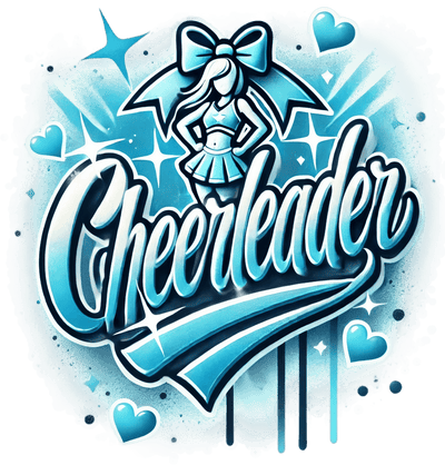 Cheerleader Airbrushed 13 Light Blue DTF (direct-to-film) Transfer