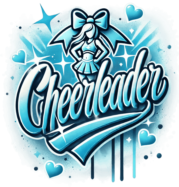 Cheerleader Airbrushed 13 Light Blue DTF (direct-to-film) Transfer