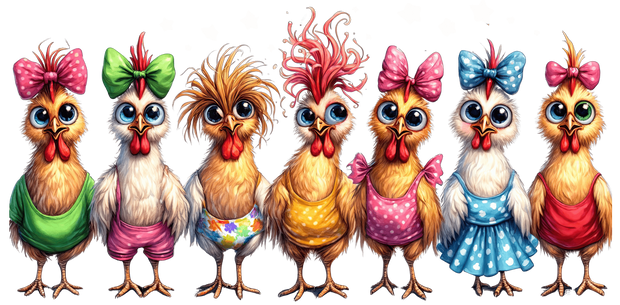 Chickens in Swim Suits DTF (direct-to-film) Transfer