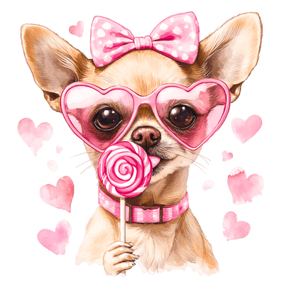 Chihuahua in Pink Valentine DTF (direct-to-film) Transfer