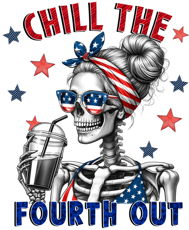 Chill the Fourth Out Skeleton DTF (direct-to-film) Transfer