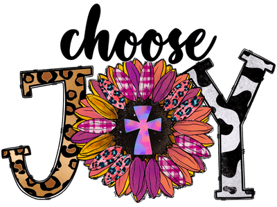 Choose Joy with Animal Patterns DTF (direct-to-film) Transfer