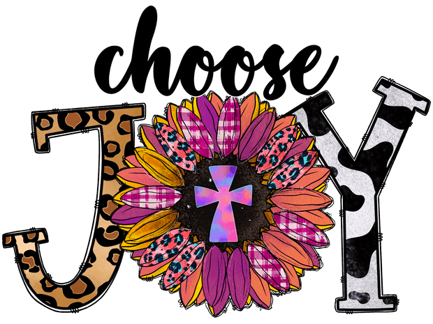 Choose Joy with Animal Patterns DTF (direct-to-film) Transfer