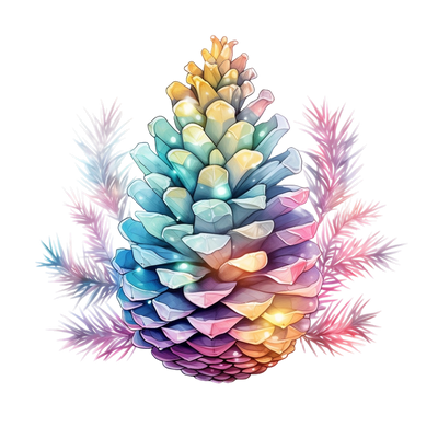 Christmas Glowing Pinecone in Pastels DTF (direct-to-film) Transfer