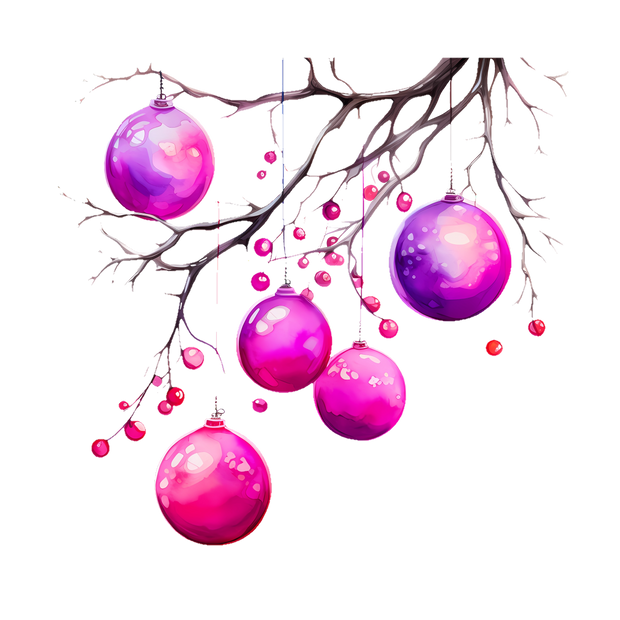 Christmas Hanging Purple Balls DTF (direct-to-film) Transfer