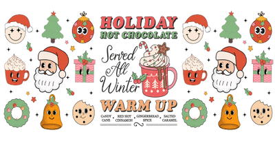 Christmas Hot Chocolate-Christmas ho ho-Retro Christmas 16oz UV DTF Libby Cup Wrap