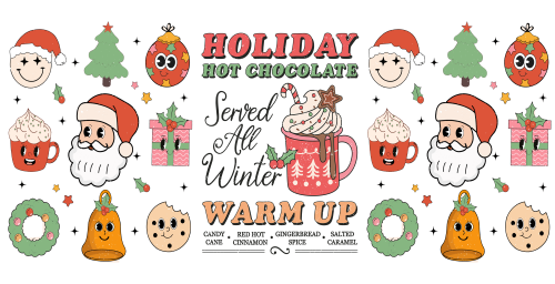 Christmas Hot Chocolate-Christmas ho ho-Retro Christmas 16oz UV DTF Libby Cup Wrap