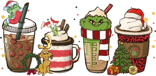 Grinch Christmas Latte Direct to Film DTF Transfer - Twisted Image Transfers