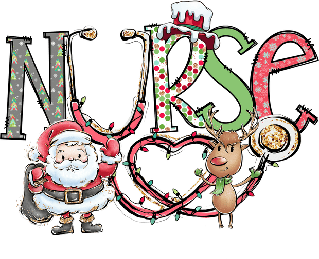 Christmas Nurse Direct to Film DTF Transfer - Twisted Image Transfers