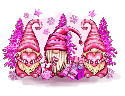 Christmas Pink Gnomies-min DTF (direct-to-film) Transfer