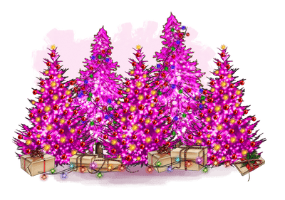 Christmas Pink Tree-min DTF (direct-to-film) Transfer