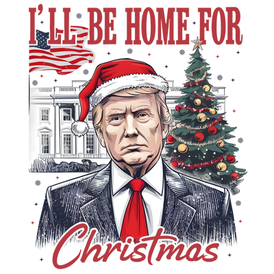 Christmas Tree Flag White House Trump DTF (direct-to-film) Transfer