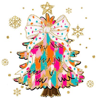 Christmas Tree With Gold Glitter Star DTF (direct-to-film) Transfer