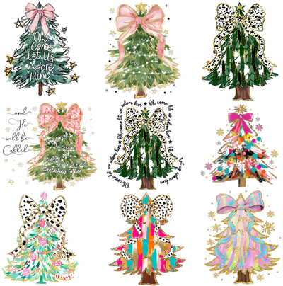 Multiple Christmas Trees 9 DTF (direct-to-film) Transfer