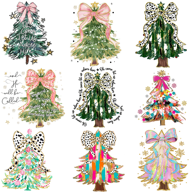 Multiple Christmas Trees 9 DTF (direct-to-film) Transfer