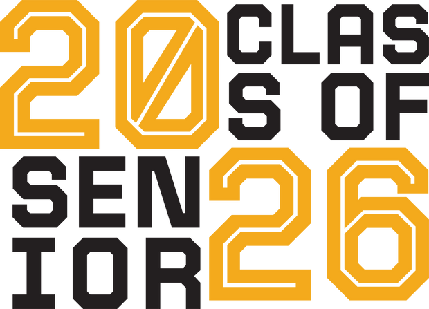 Class of 2026 Senior Gold & Black DTF (direct-to-film) Transfer