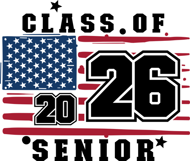 Class of 2026 Senior US Flag DTF (direct-to-film) Transfer
