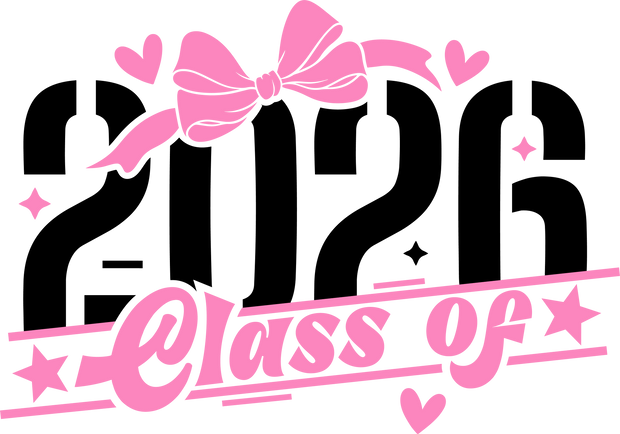 Class of 2026 in Pink DTF (direct-to-film) Transfer