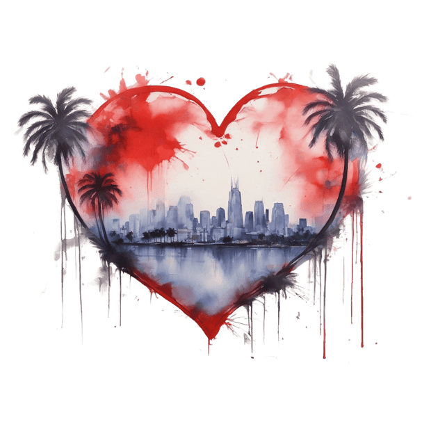 Color Drip Heart City View DTF (direct-to-film) Transfer