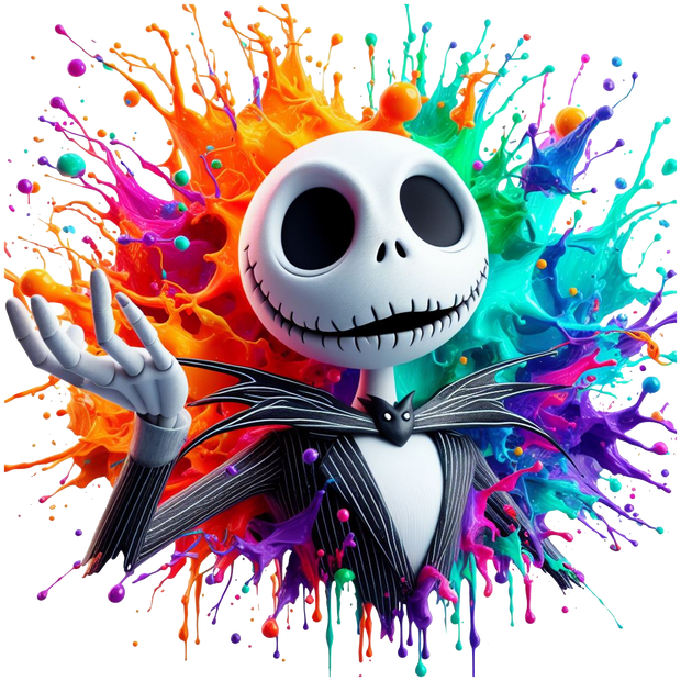 Color Drip Jack Skellington Colorful(1) DTF (direct-to-film) Transfer