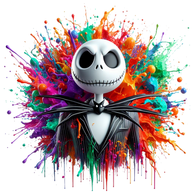 Color Drip Jack Skellington Colorful DTF (direct-to-film) Transfer