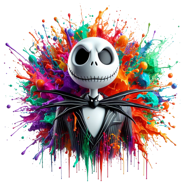 Color Drip Jack Skellington Colorful DTF (direct-to-film) Transfer