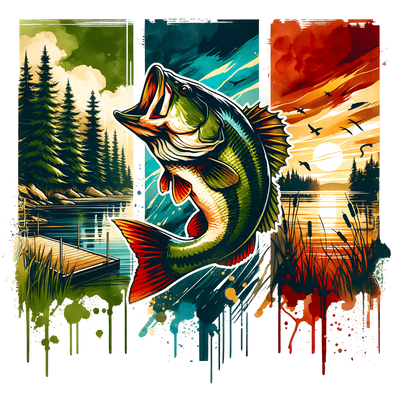 Color Drip Lake View & Fish DTF (direct-to-film) Transfer