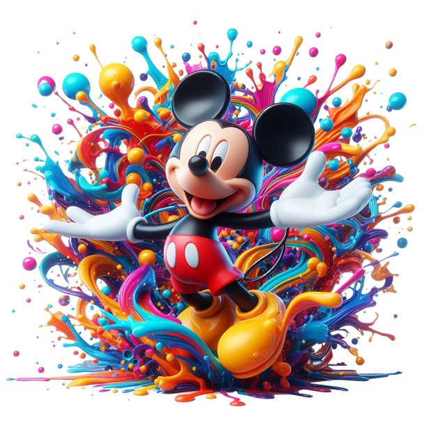 Color Drip Mickey Mouse DTF (direct-to-film) Transfer